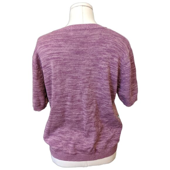 Vintage 90s Tabi Purple Cardigan Embroidered Butterfly Flower Grandmacore Knit M - Picture 7 of 10
